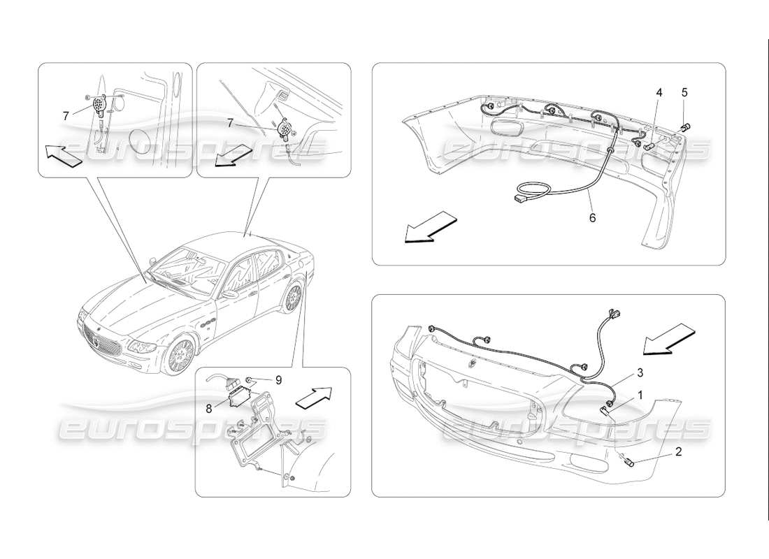 maserati qtp. (2006) 4.2 f1 parking sensors part diagram