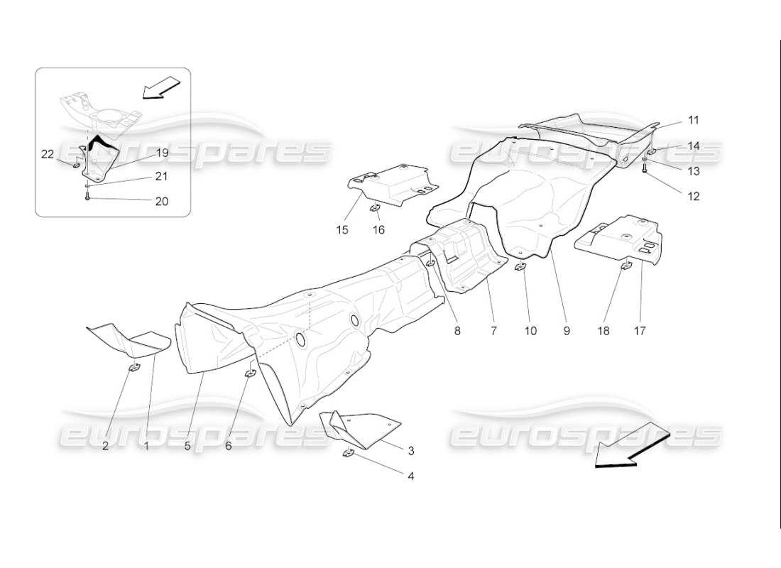 maserati qtp. (2009) 4.2 auto thermal insulating panels inside the vehicle part diagram