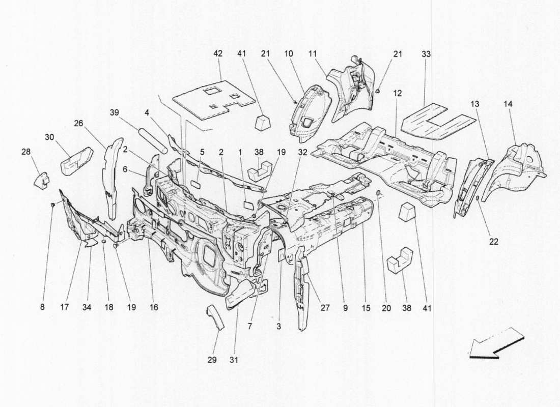 maserati qtp. v6 3.0 bt 410bhp 2015 sound-proofing panels inside parts diagram