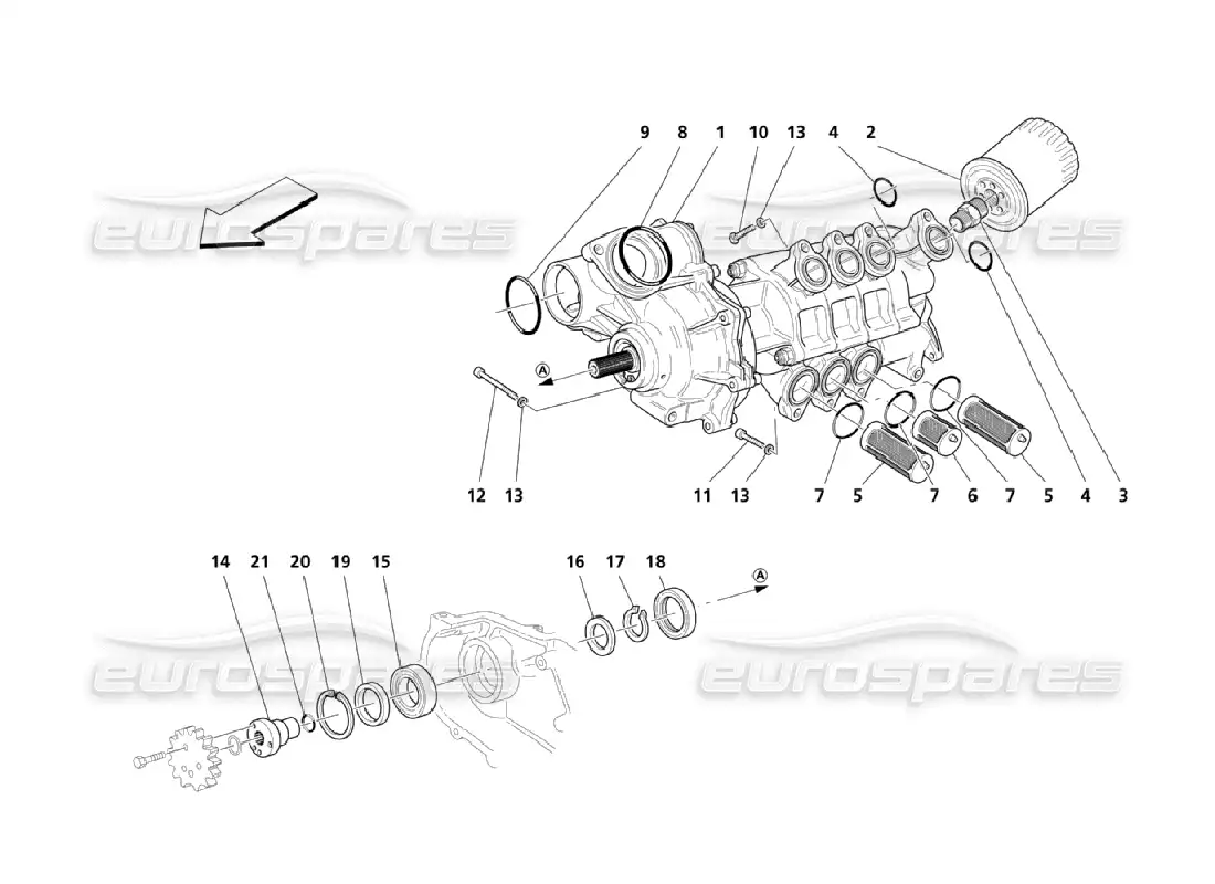 maserati qtp. (2006) 4.2 lubrication: pump and filter parts diagram