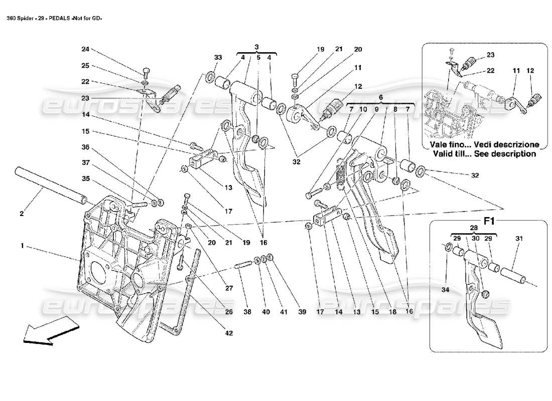 ferrari 360 spider pedals part diagram