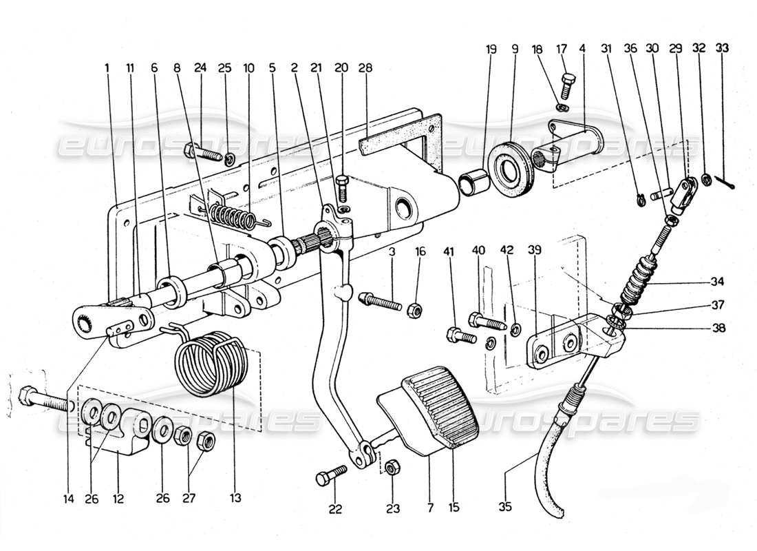 ferrari 365 gtc4 (mechanical) clutch pedal (lhd) part diagram