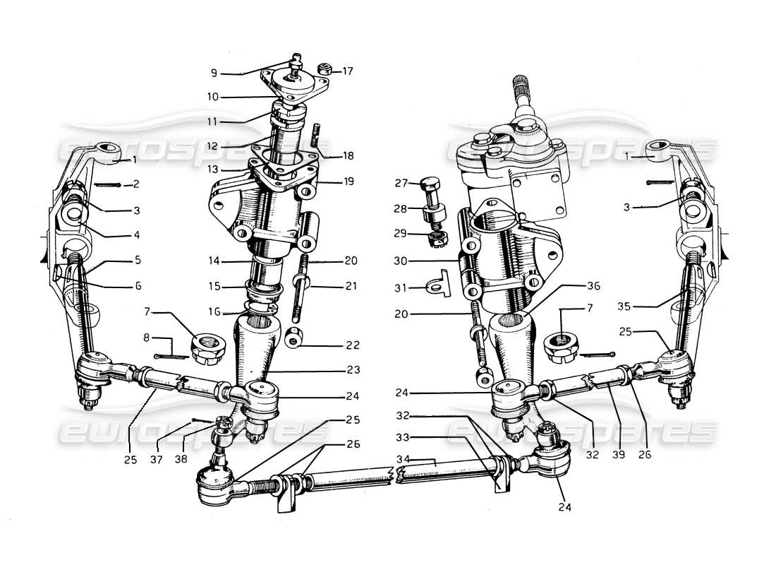 ferrari 275 gtb/gts 2 cam steering & shaft part diagram