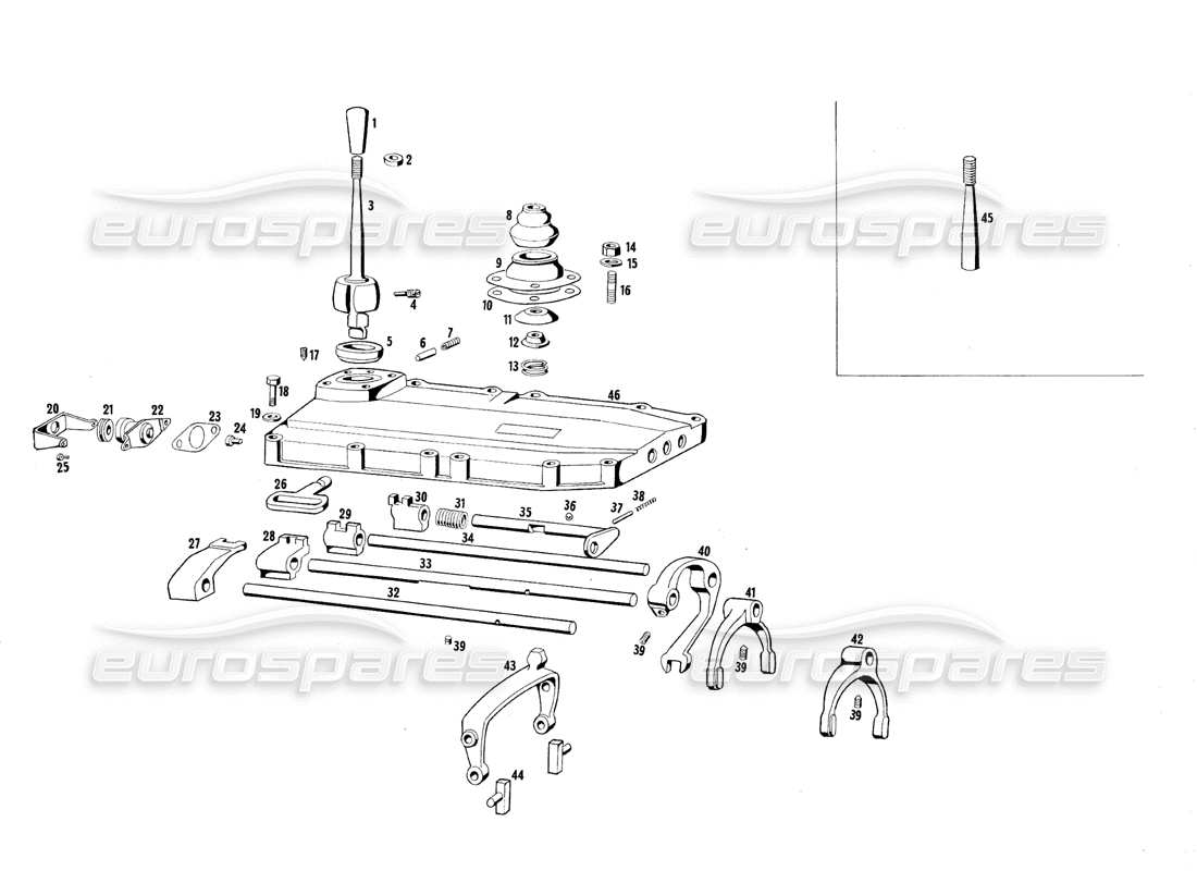 maserati qtp.v8 4.7 (s1 & s2) 1967 transmission control part diagram