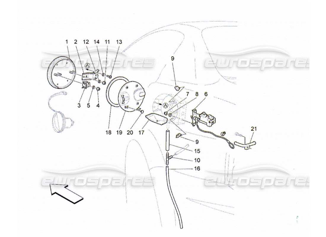 maserati qtp. (2010) 4.2 fuel tank door and controls parts diagram