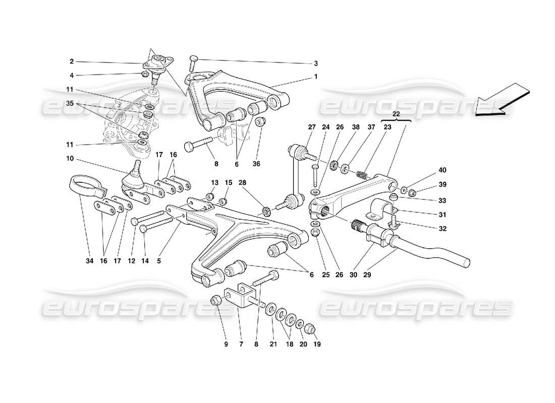 ferrari 355 (5.2 motronic) front suspension - wishbones part diagram