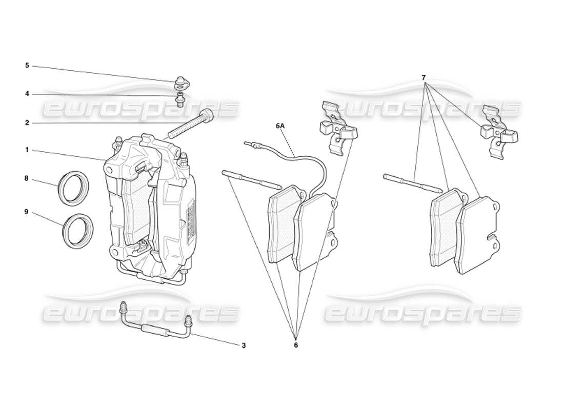 ferrari 360 spider calipers for front and rear brakes parts diagram