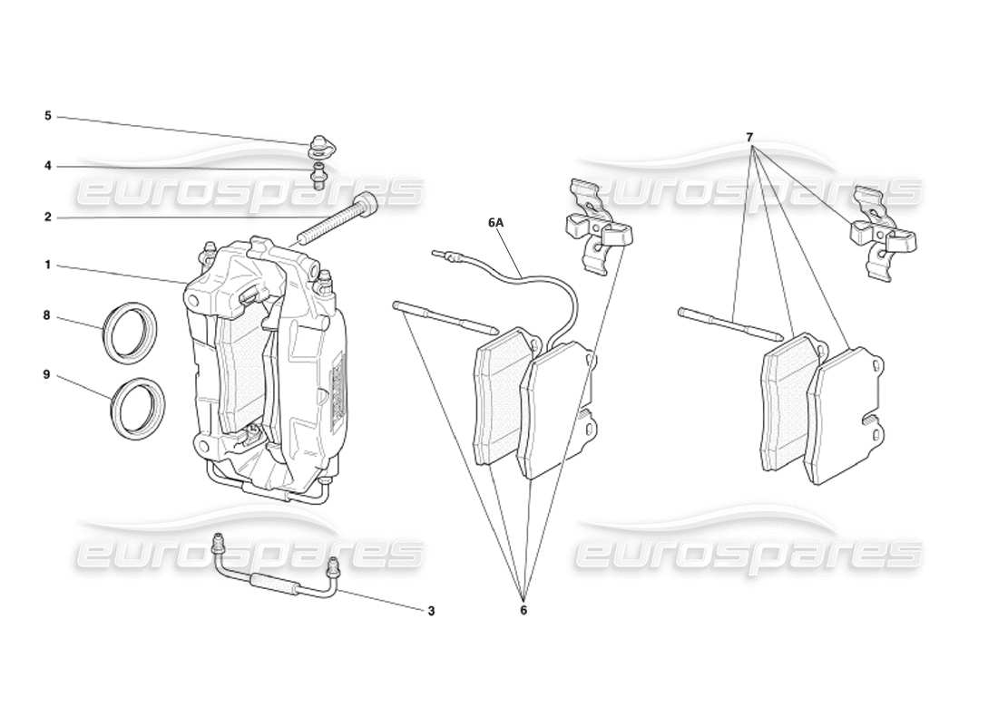 ferrari 360 spider calipers for front and rear brakes part diagram