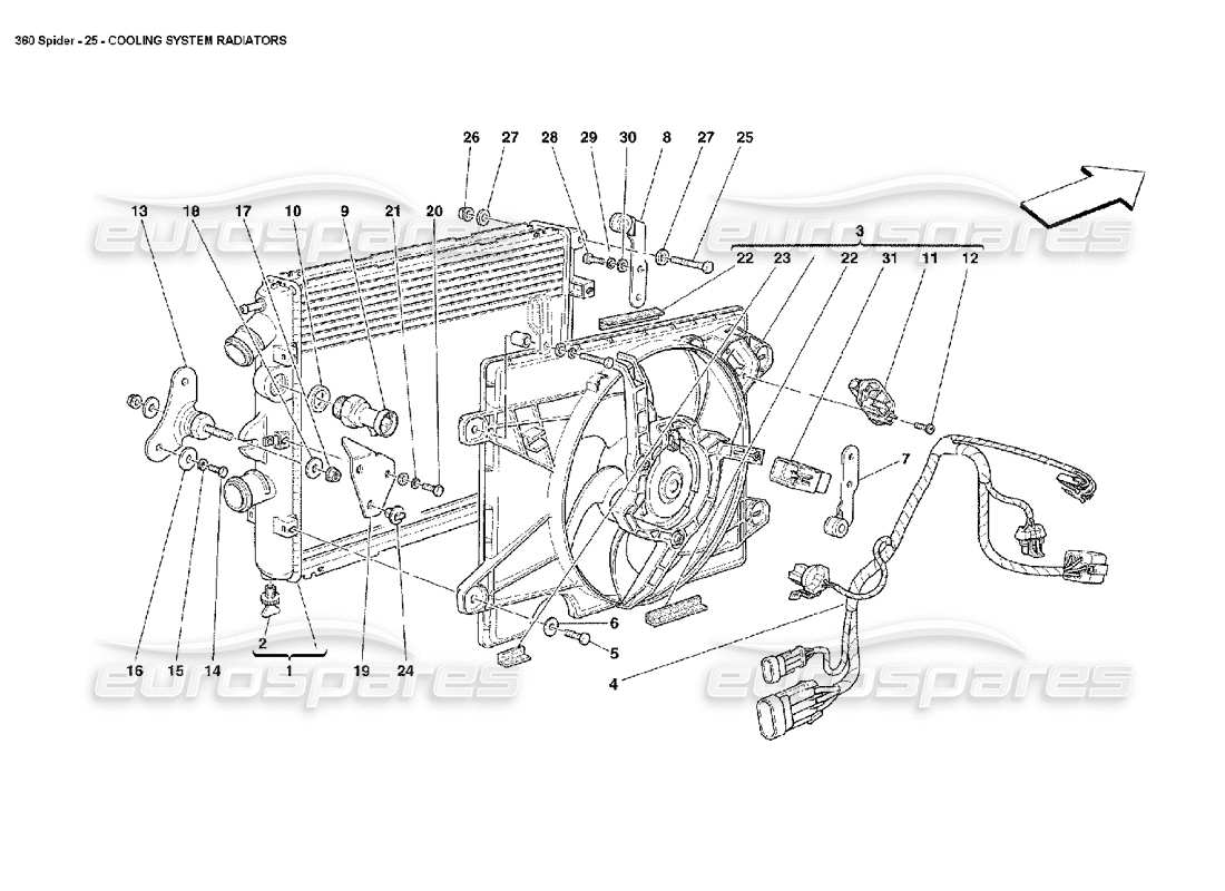 ferrari 360 spider cooling system radiators parts diagram