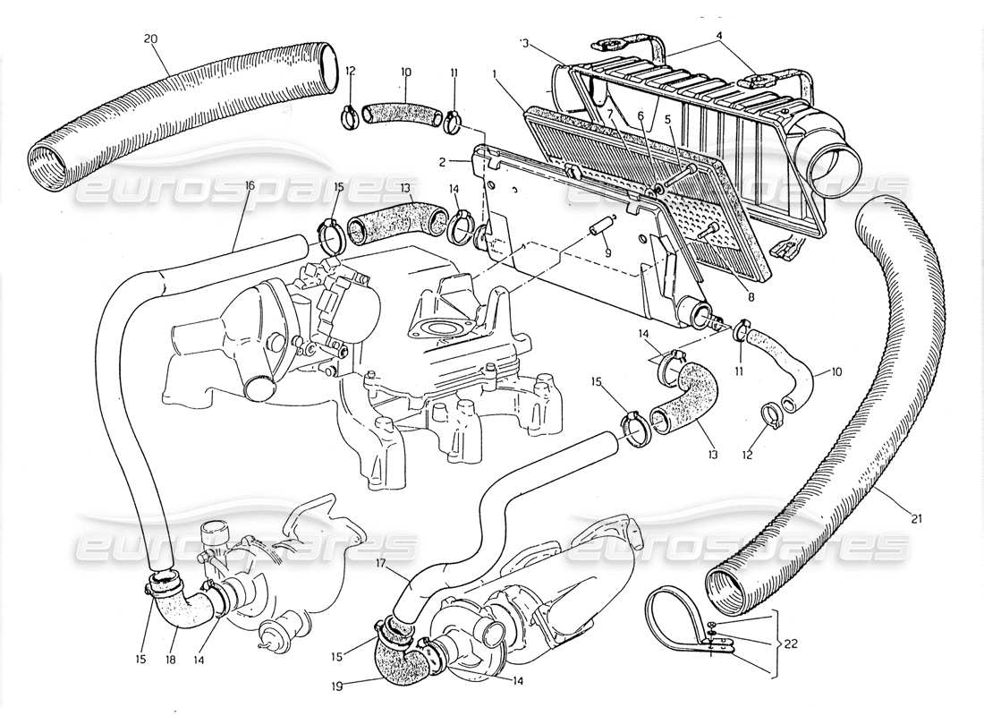 maserati 228 air filter and pipes part diagram