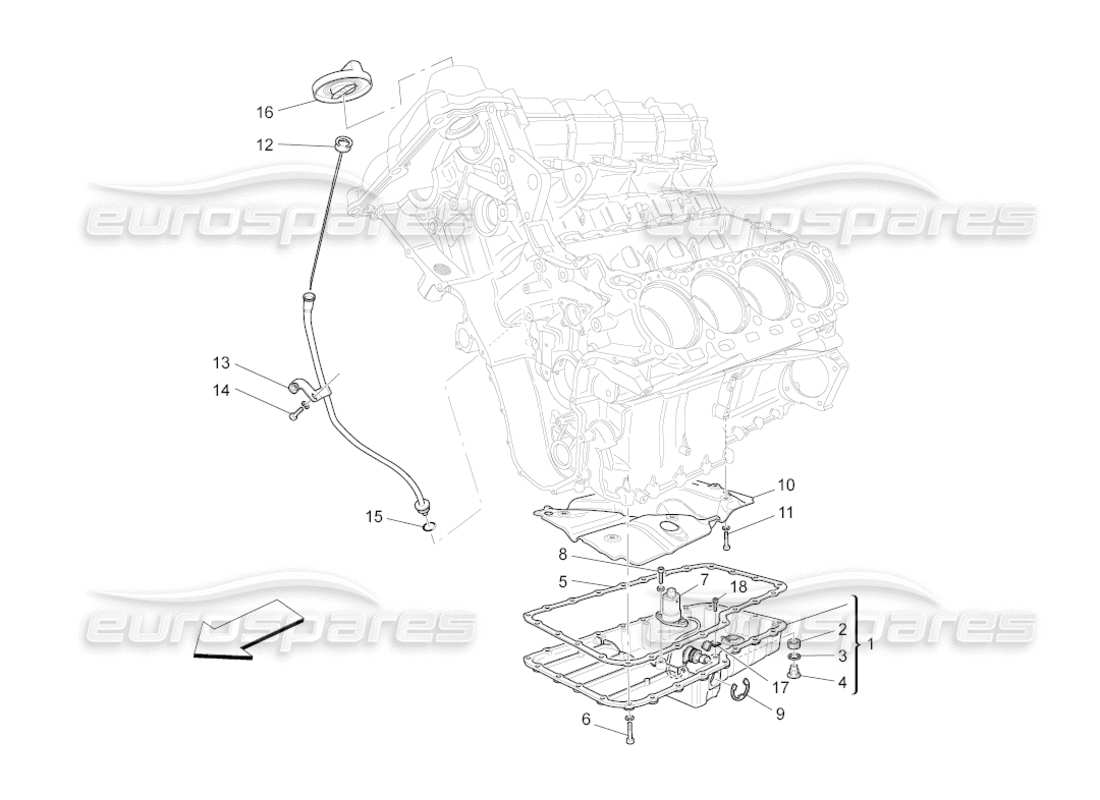 maserati grancabrio (2011) 4.7 lubrication system: circuit and collection parts diagram