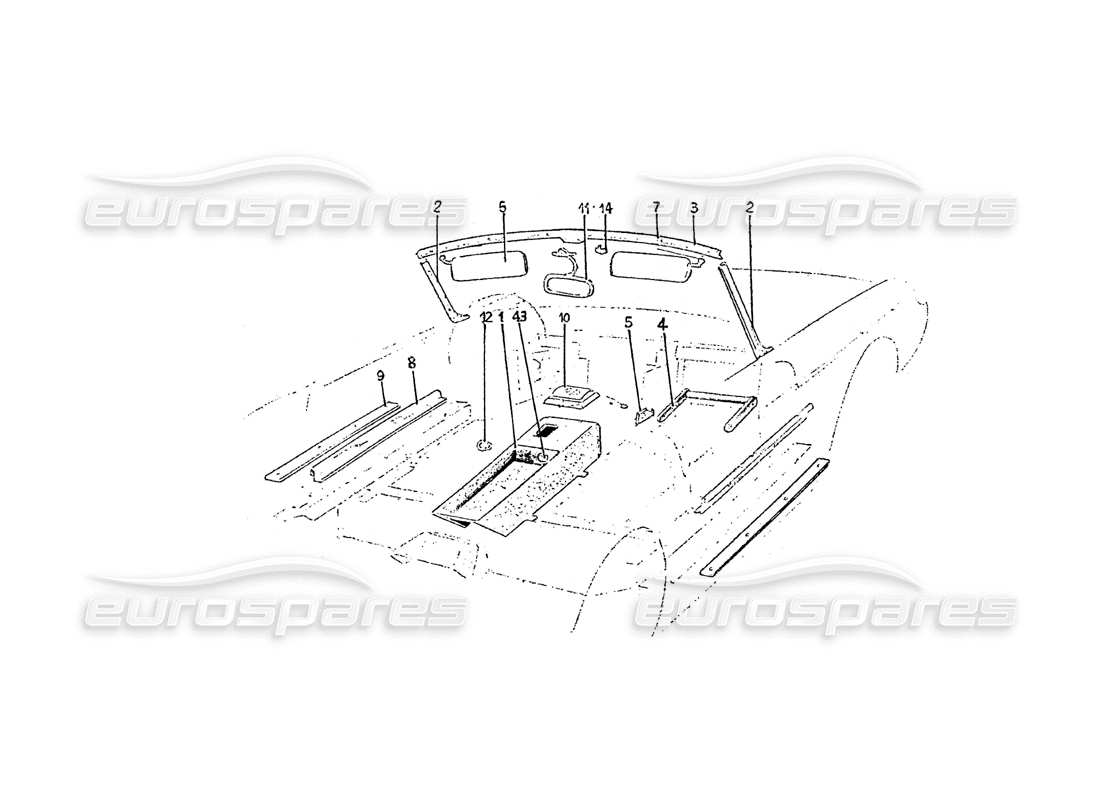 ferrari 275 (pininfarina coachwork) gruppo ebanisteria part diagram