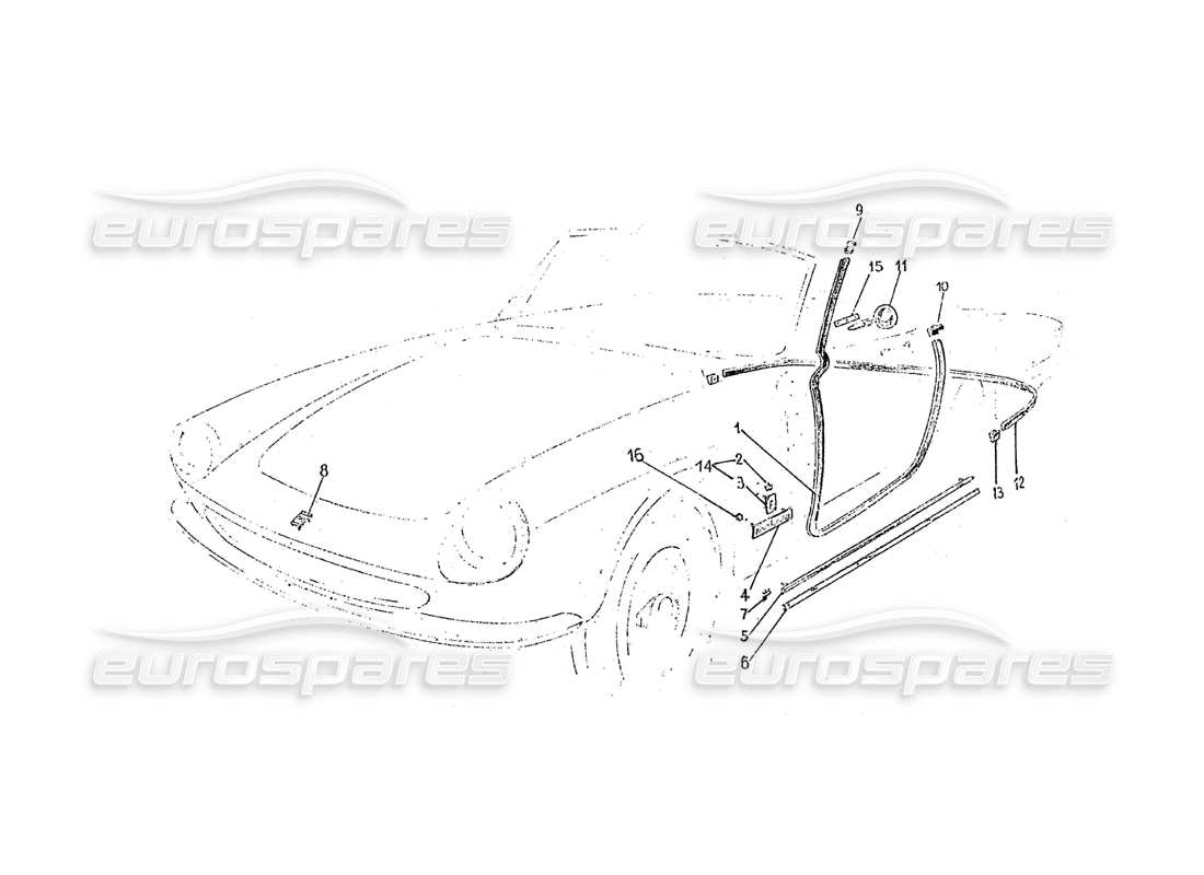 ferrari 275 (pininfarina coachwork) gruppo guernizioni esterne part diagram