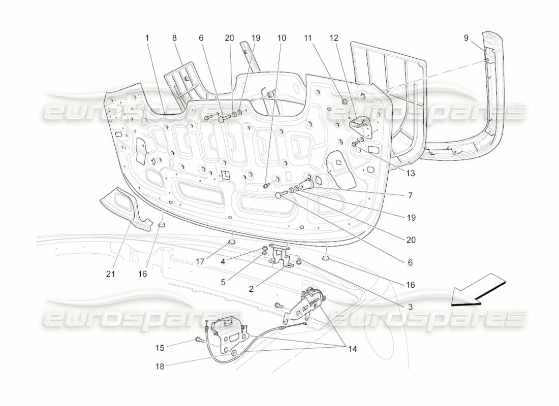 maserati grancabrio (2011) 4.7 electrical capote: covers parts diagram