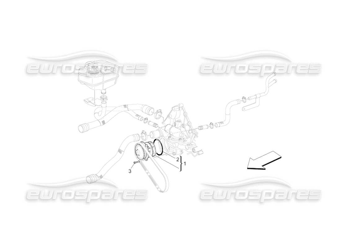 maserati grancabrio (2010) 4.7 cooling system: water pump parts diagram