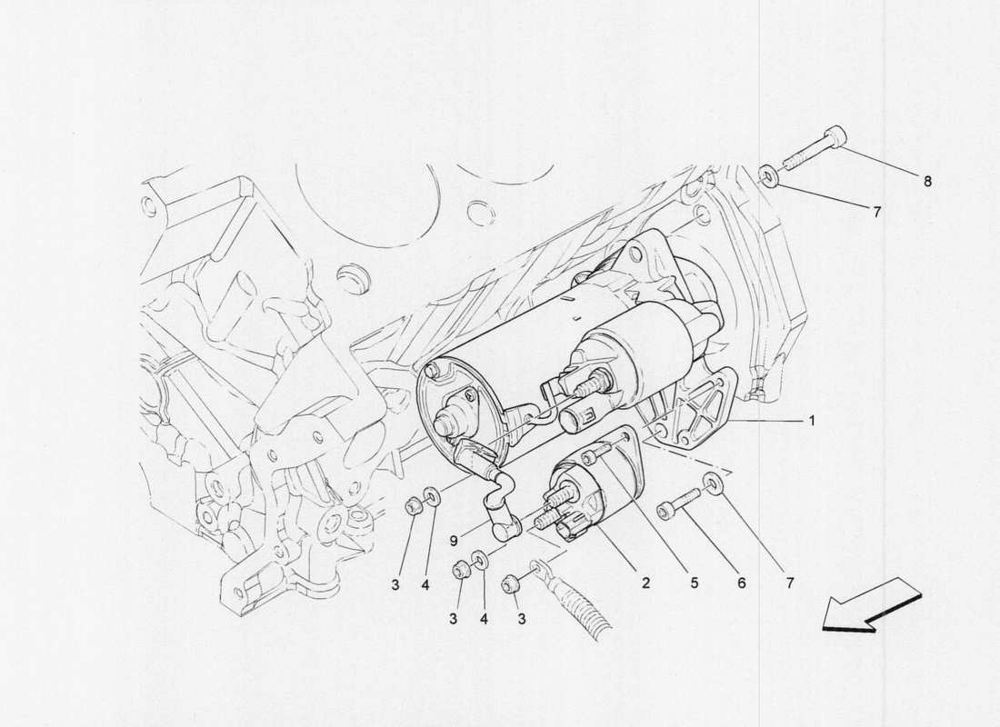 maserati qtp. v6 3.0 tds 275bhp 2017 starter motor part diagram