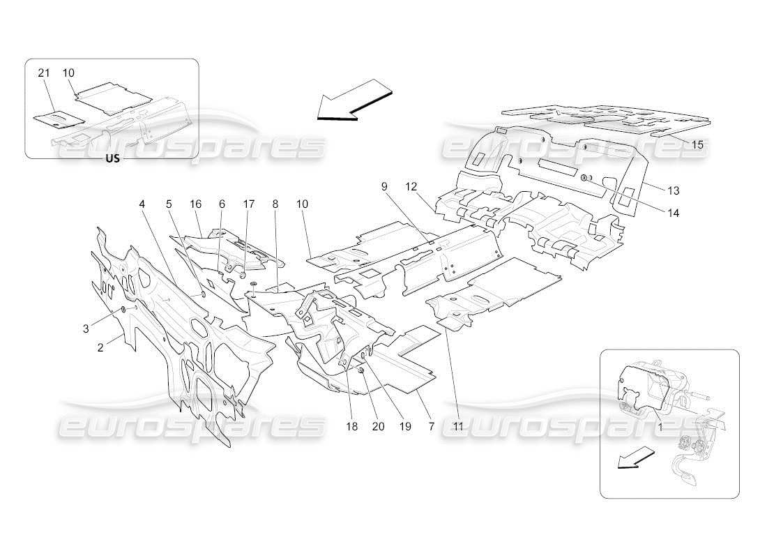 maserati qtp. (2011) 4.7 auto sound-proofing panels inside the vehicle parts diagram