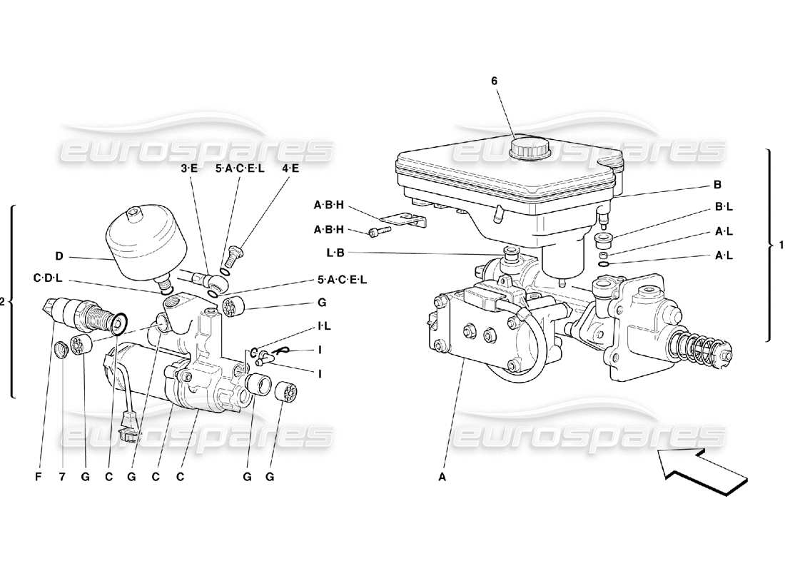 ferrari 355 (2.7 motronic) hydraulic system for abs parts diagram