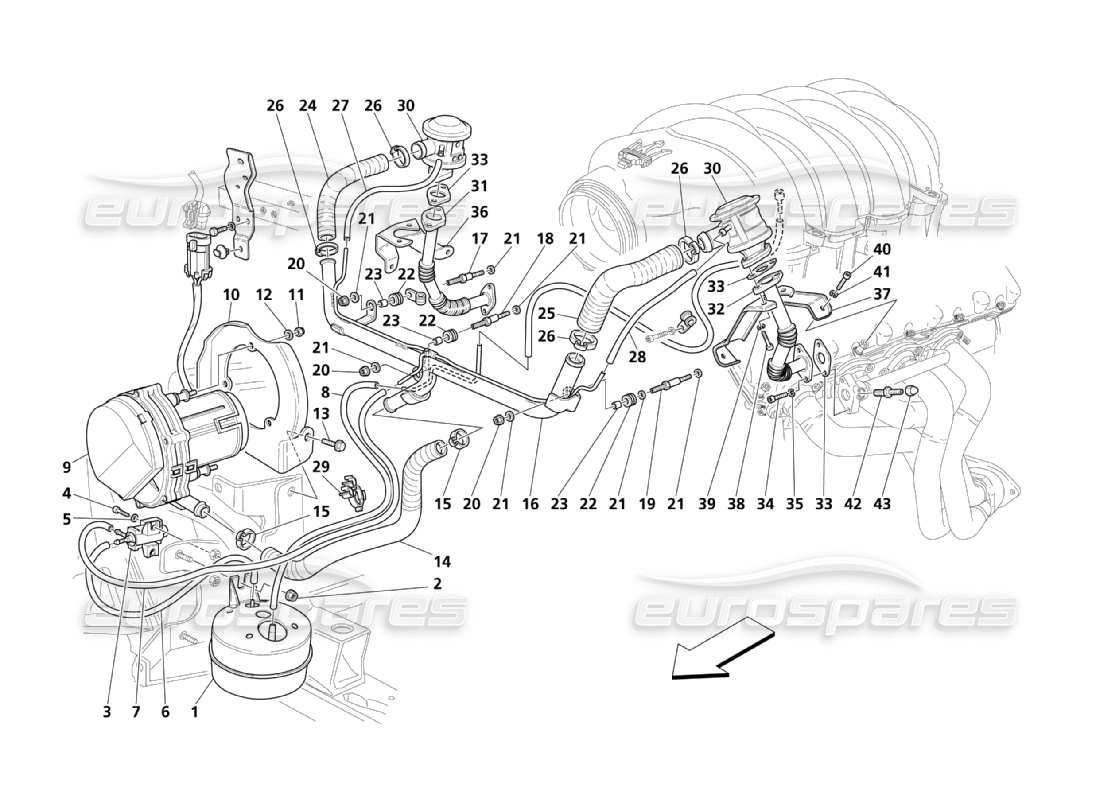 maserati qtp. (2003) 4.2 additional air system parts diagram