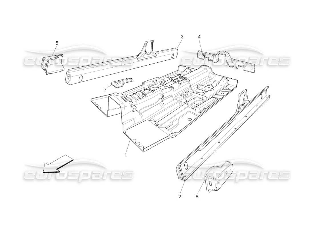 maserati qtp. (2007) 4.2 f1 central structural frames and sheet panels part diagram