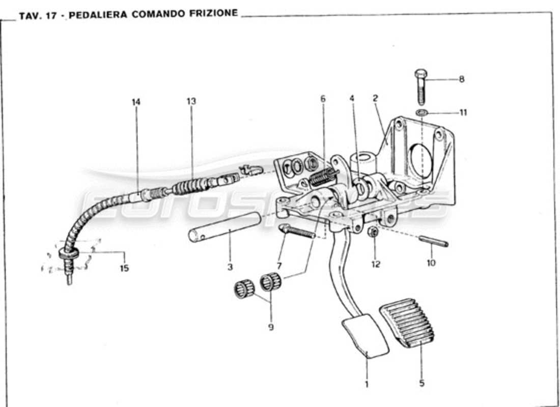 ferrari 246 gt series 1 pedal board - clutch control parts diagram