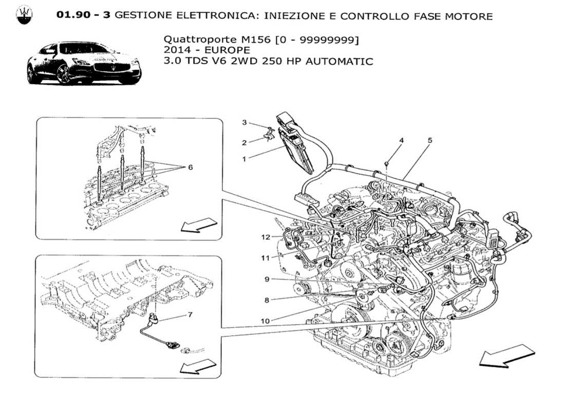 maserati qtp. v6 3.0 tds 250bhp 2014 electronic control: injection and engine timing control part diagram