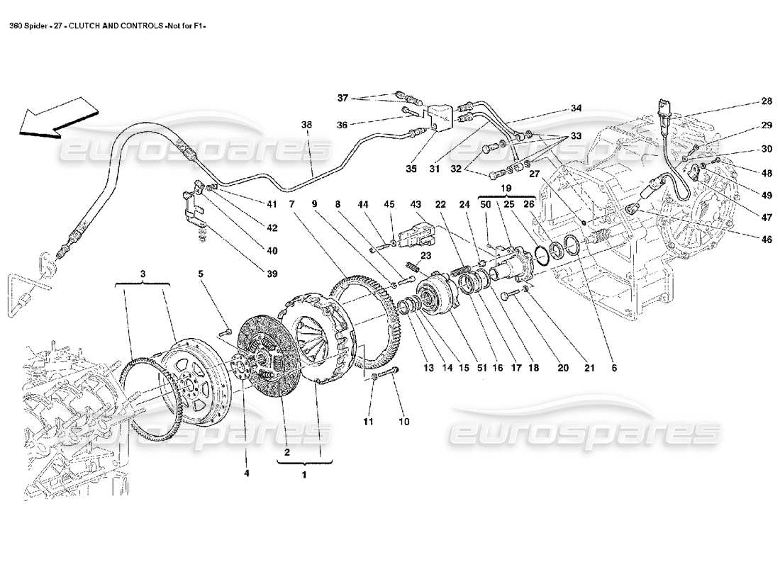 ferrari 360 spider clutch and controls parts diagram