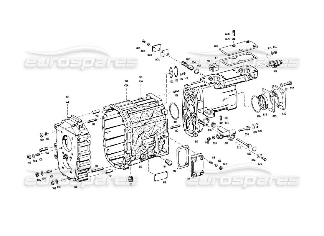 maserati khamsin transmission housing parts diagram