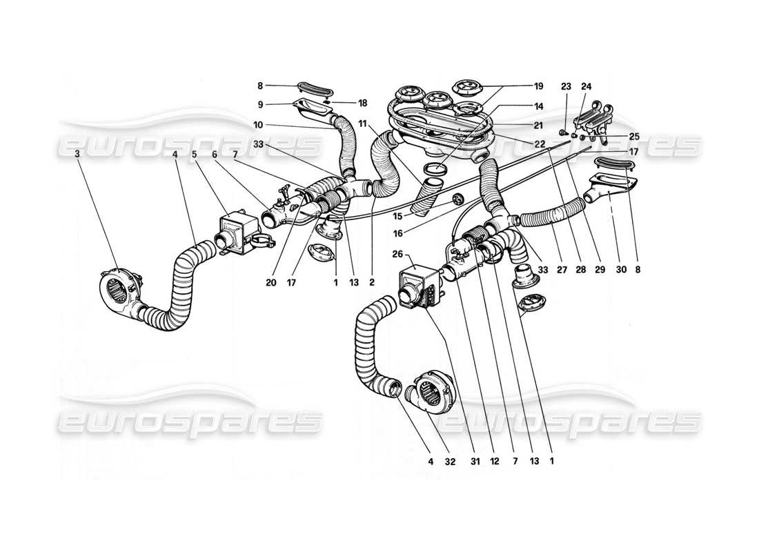 ferrari 308 gtb (1980) heating system part diagram