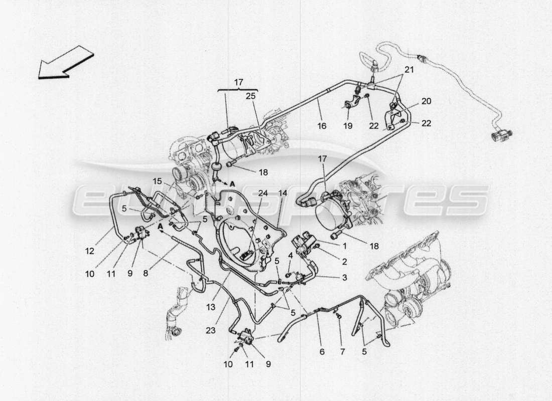 maserati qtp. v8 3.8 530bhp 2014 auto additional air system part diagram