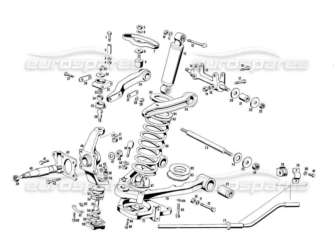 maserati qtp.v8 4.7 (s1 & s2) 1967 front suspension part diagram