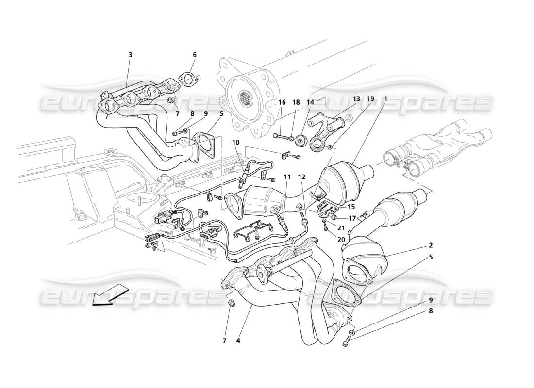 maserati qtp. (2003) 4.2 precatalyst and catalyst parts diagram