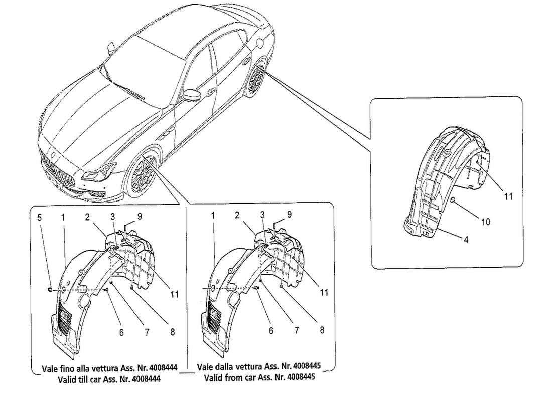 maserati qtp. v8 3.8 530bhp 2014 wheel house and lids parts diagram