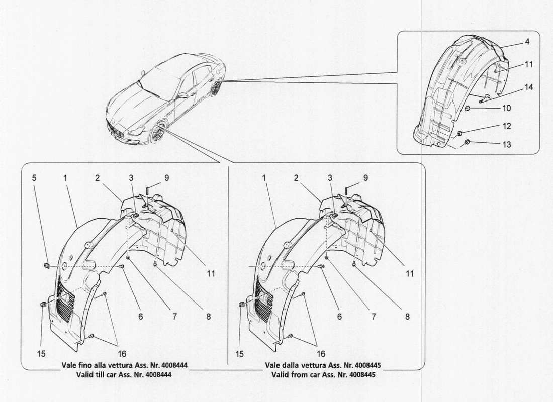 maserati qtp. v6 3.0 tds 275bhp 2017 wheel house and lids part diagram