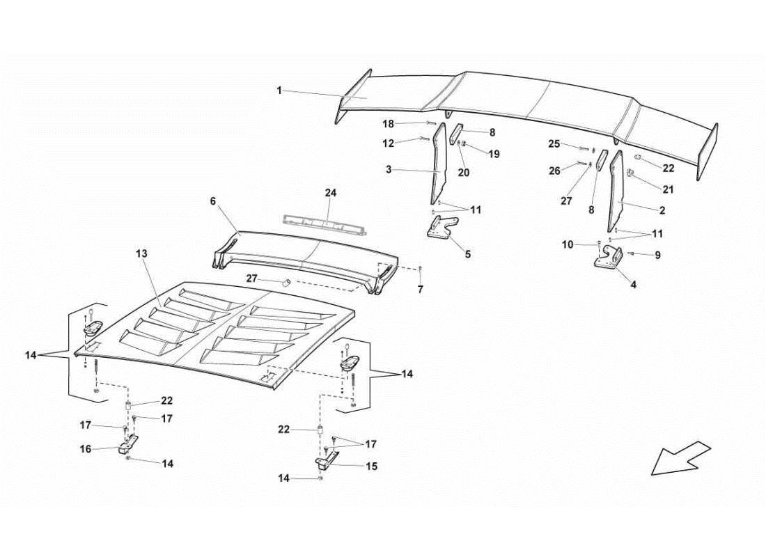 lamborghini gallardo sts ii sc spoiler part diagram