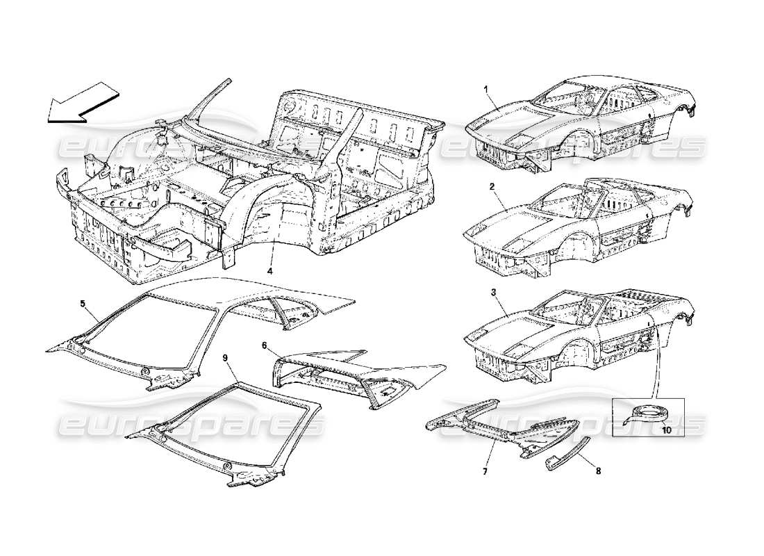 ferrari 348 (2.7 motronic) body - general units part diagram