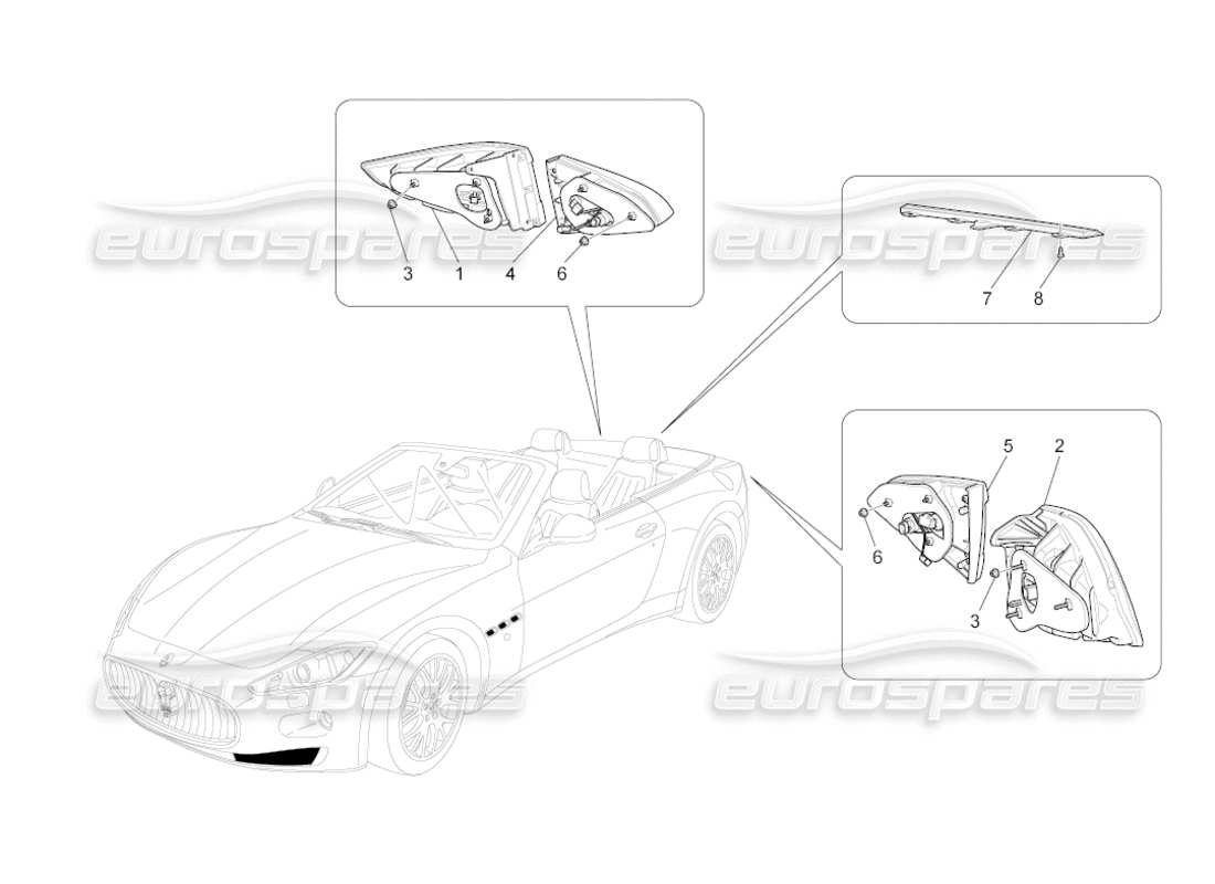 maserati grancabrio (2010) 4.7 taillight clusters parts diagram