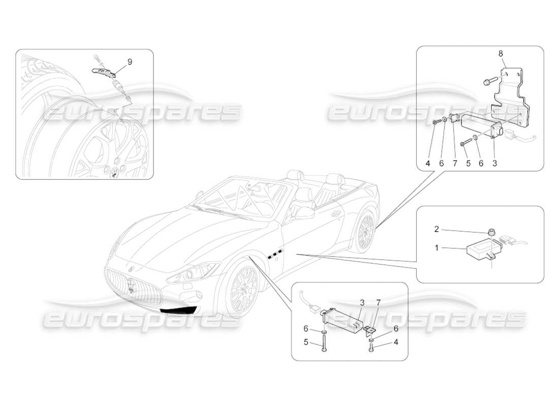 maserati grancabrio (2010) 4.7 tyre pressure monitoring system parts diagram