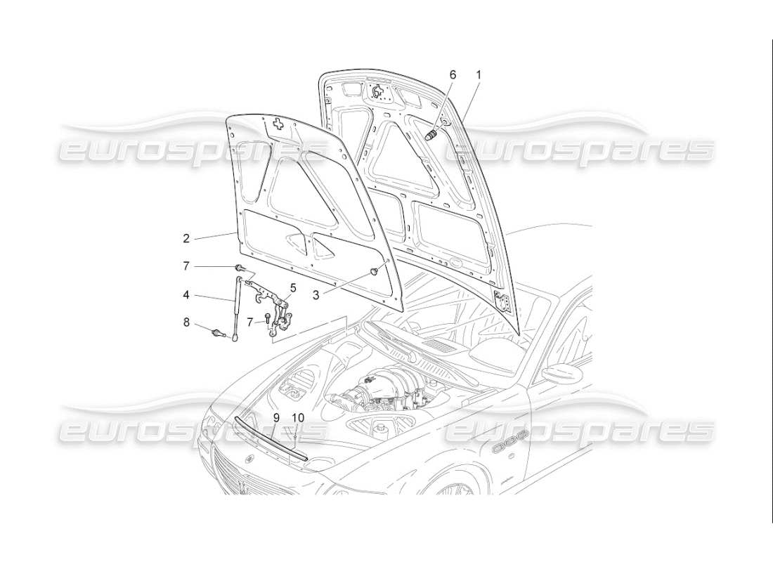 maserati qtp. (2009) 4.7 auto front lid part diagram