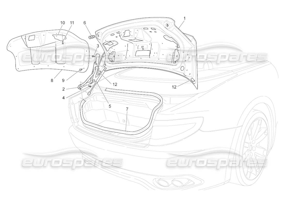 maserati grancabrio (2010) 4.7 rear lid parts diagram