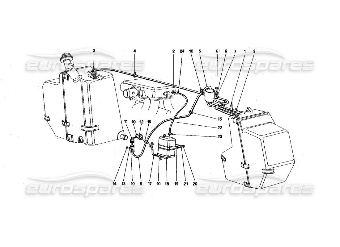 ferrari 328 (1985) antievaporative emission control system (for u.s. and sa version) part diagram