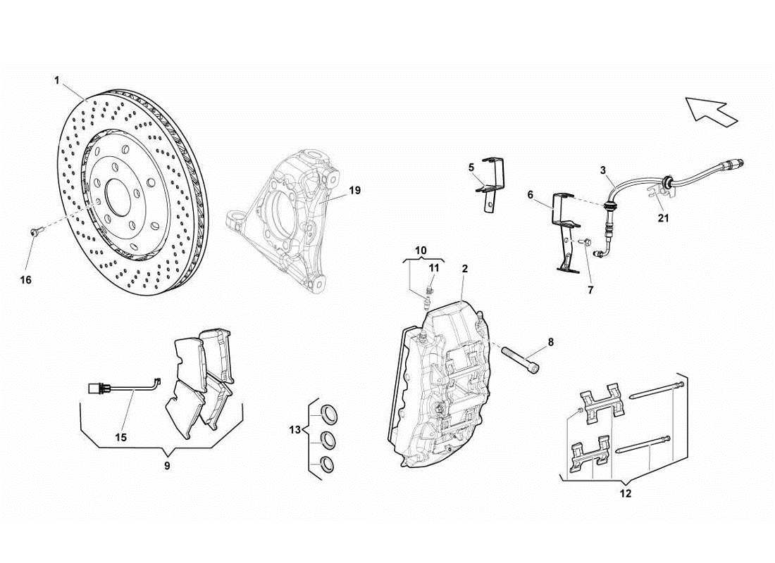 lamborghini gallardo lp560-4s update front brakes discs std part diagram