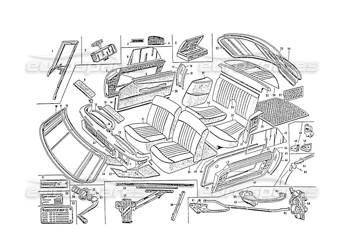 maserati 3500 gt interior appointments parts diagram