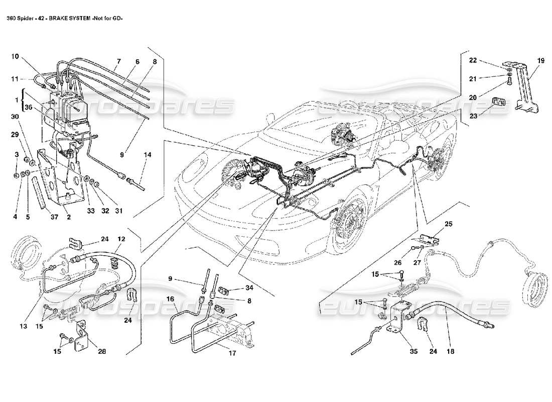 ferrari 360 spider brake system part diagram