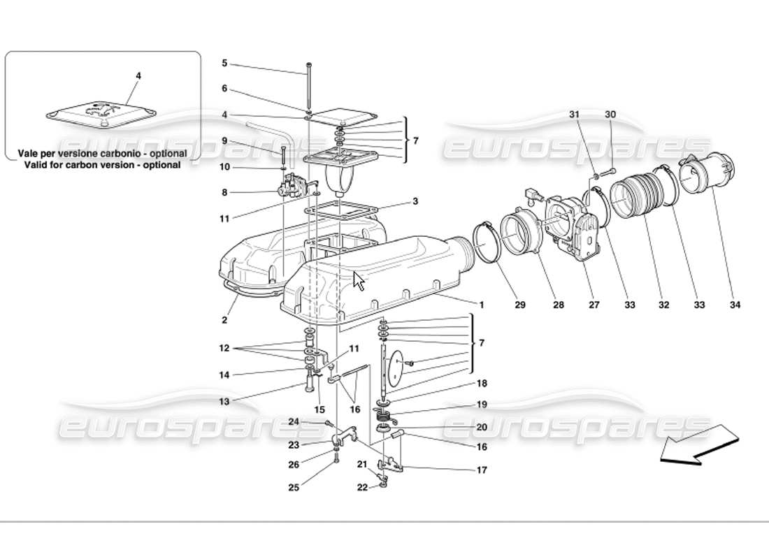 ferrari 360 modena air intake manifold cover parts diagram