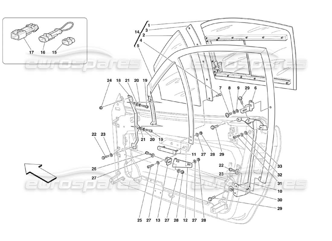 ferrari 360 challenge stradale fixing glass part diagram