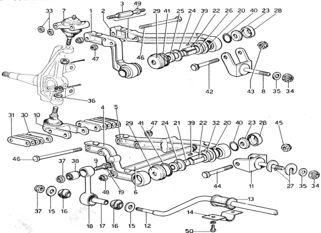 ferrari 365 gtb4 daytona (1969) front suspension parts diagram
