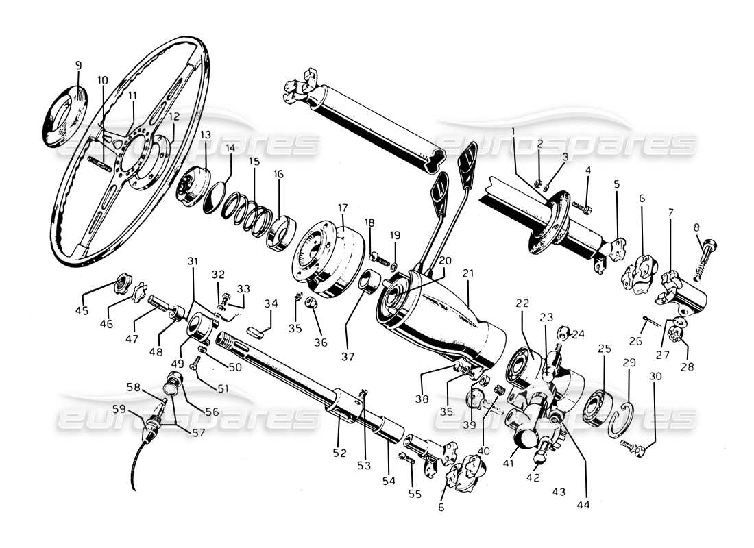 ferrari 275 gtb/gts 2 cam steering & shaft part diagram