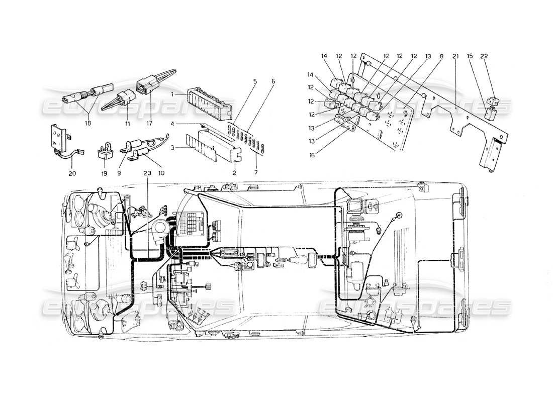 ferrari 308 gt4 dino (1979) fuses and relays part diagram