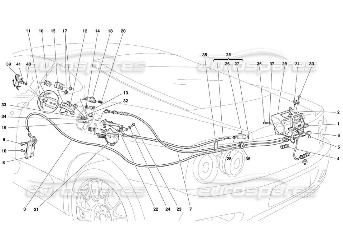 ferrari 360 challenge stradale opening devices for engine bonnet and gas door part diagram